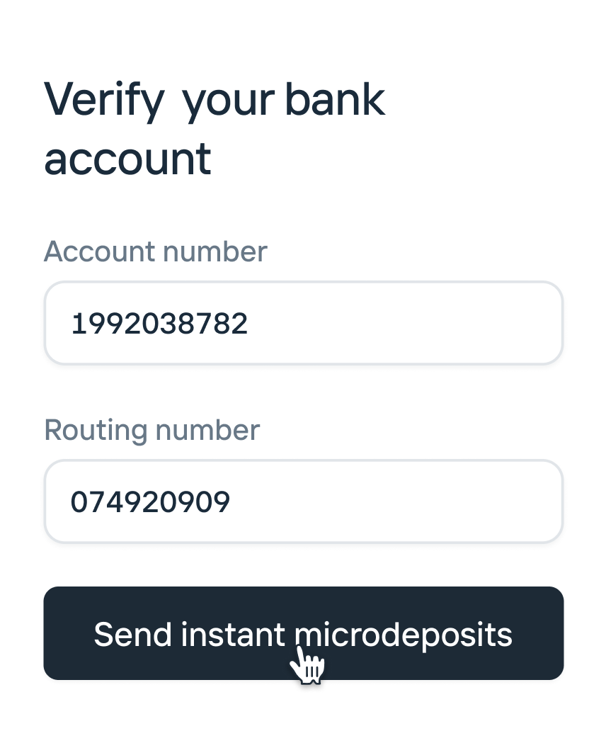 Instant microdeposits